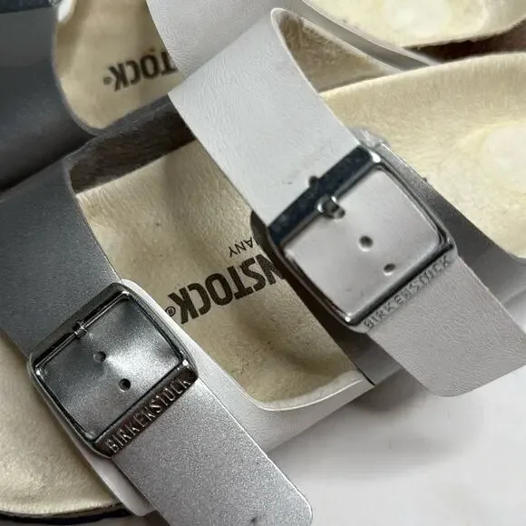 BIRKENSTOCK Arizona White Silver Double Strap Leather Narrow Sandals S-375 36 EU - Picture 6 of 11